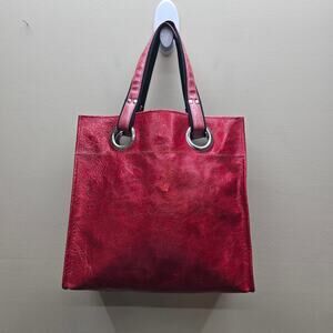 Kate Landry Large Vegan Leather Large Tote Shopper Everyday Shoulder Bag Red